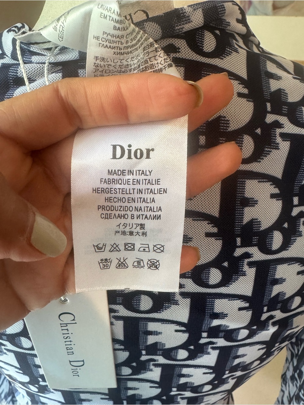 Dior Navy and White Monogram Long Sleeve Top - Picture 6 of 7